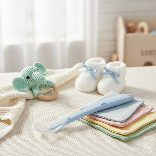 Bocioland Baby Spoon Made of Silicone for 6+ Months Blue