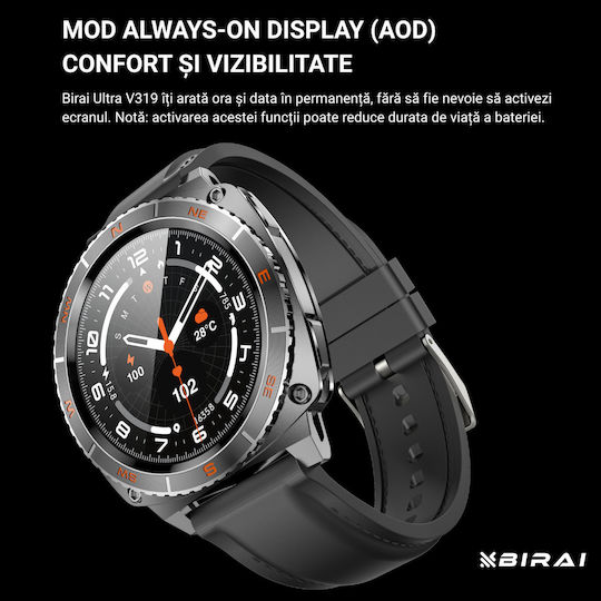 Ultra V319 Waterproof Smartwatch With Heart Rate Monitor Black