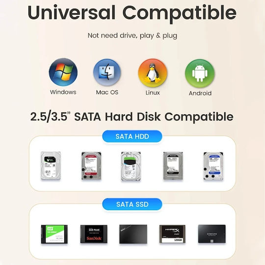 Orico Θήκη για Σκληρό Δίσκο 2.5" / 3.5" SATA III με σύνδεση SATA Type-C σε Γκρι χρώμα