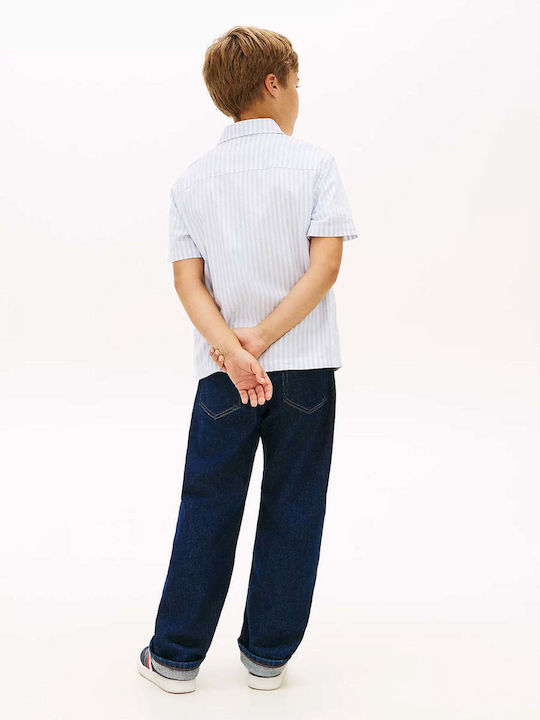 Kids Striped Short-sleeved Shirt Light Blue