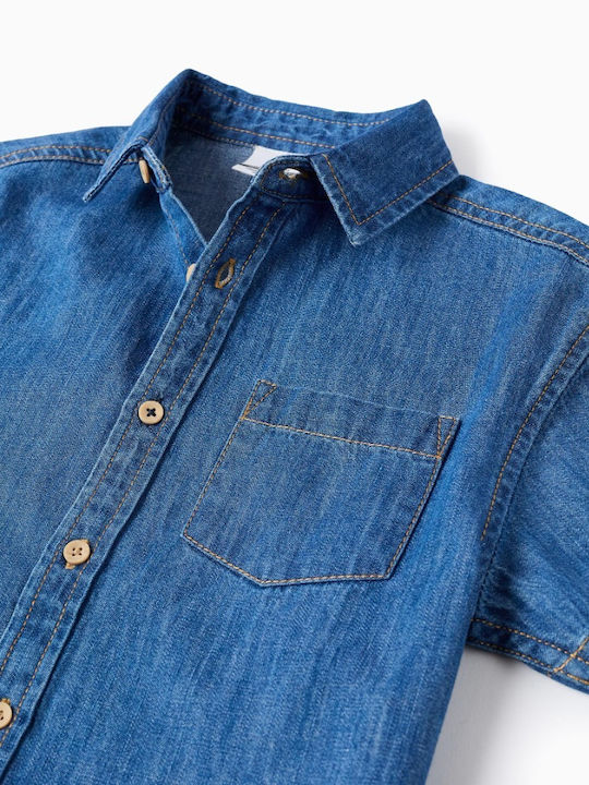 Kids Shirt Short-sleeved Denim Blue
