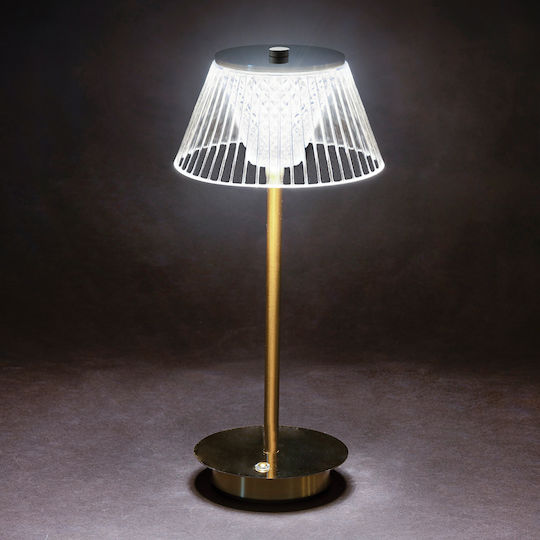 Kooper Plastic Table Lamp LED with White Shade and Gold Base