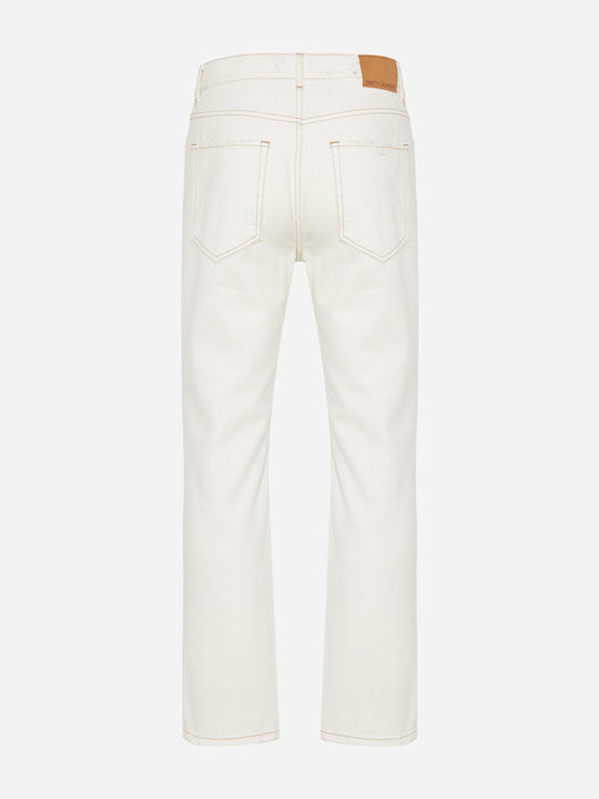 Men's Jeans Pants with Relaxed Straight Fit Off White