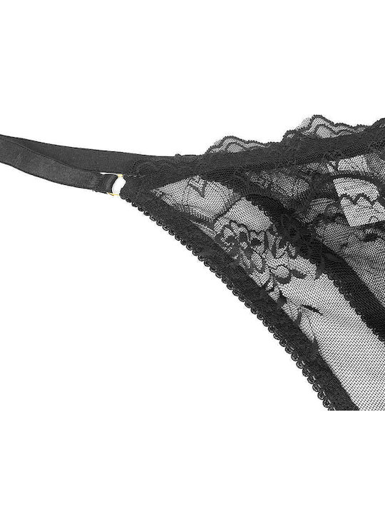 Damen-String Mit Spitze Schwarz 66021-Schwarz-XL
