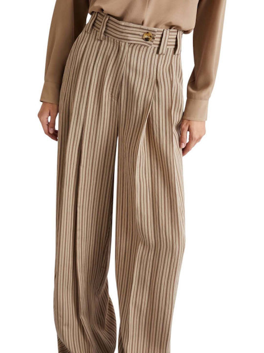 Women's Palazzo Pants with Fit Brown
