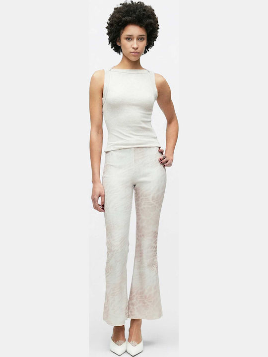 Women's Fabric Flared Trousers Ecru