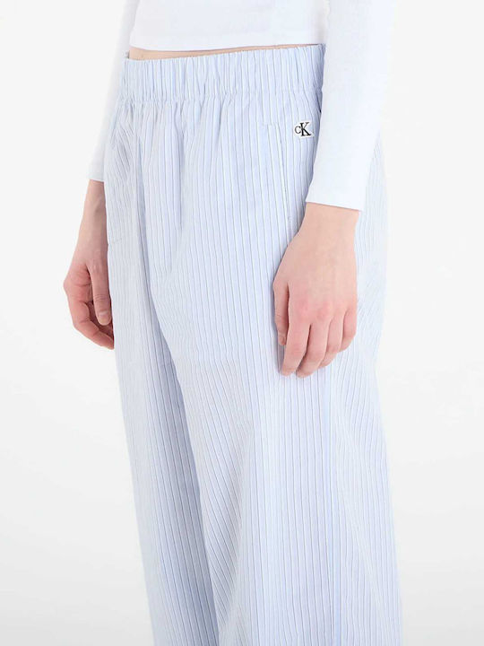 Pantaloni Dama Din Țesătură Albastru Deschis