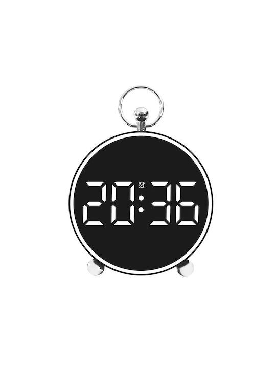 Ceas De Masă Digital Led Metalic Cu Ceas Deșteptător Negru