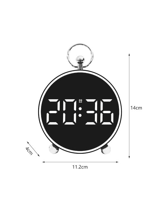 Ceas De Masă Digital Led Metalic Cu Ceas Deșteptător Negru