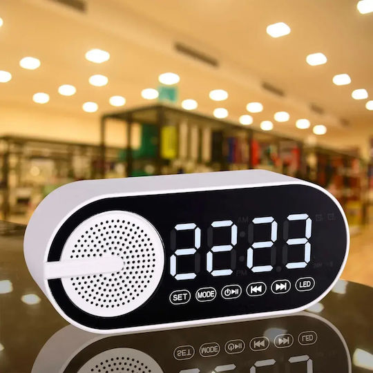 Ceas De Masă Digital Led Din Plastic Cu Ceas Deșteptător Și Radio Alb