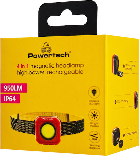 Powertech Rechargeable LED Headlamp IP64 with Maximum Brightness 950lm