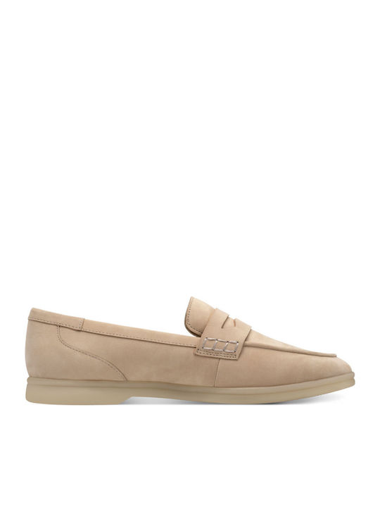 Δερμάτινα Γυναικεία Loafers σε Μπεζ Χρώμα
