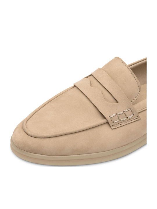 Δερμάτινα Γυναικεία Loafers σε Μπεζ Χρώμα
