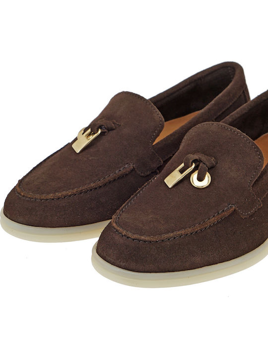 Leather Women's Loafers in Brown Colour