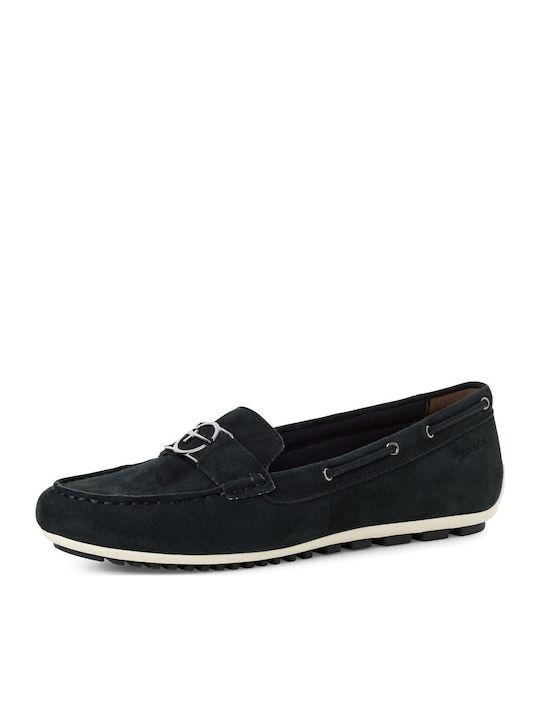 Leather Women's Moccasins in Blue Colour