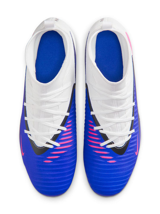 Nike Phantom 6 High Club Football Shoes with Cleats FG/MG Blue