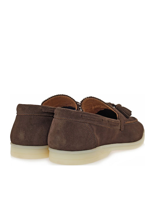 Loafers Bărbătești Din Piele Întoarsă Maro