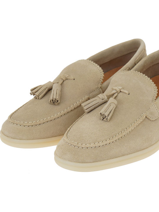 Loafers Bărbătești din Piele Întoarsă în Culoare Bej