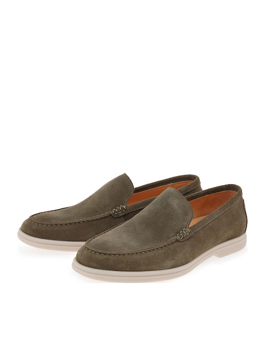 Leather Men's Loafers in Green Colour