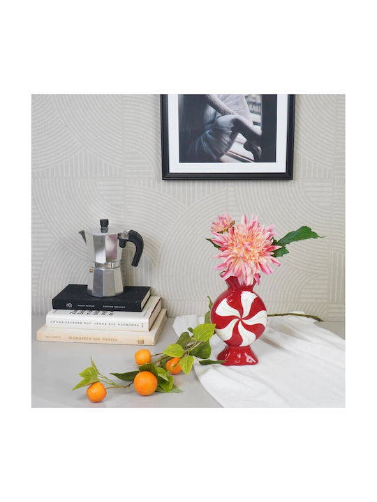 Beauty Home Vase „Karamela“ – Rote Weiße 12×6,5x20cm