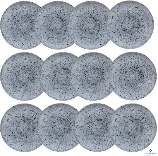Churchill 1795 Studio Prints Shallow Serving Plate Made of Blue Porcelain 26cm 12 Pieces