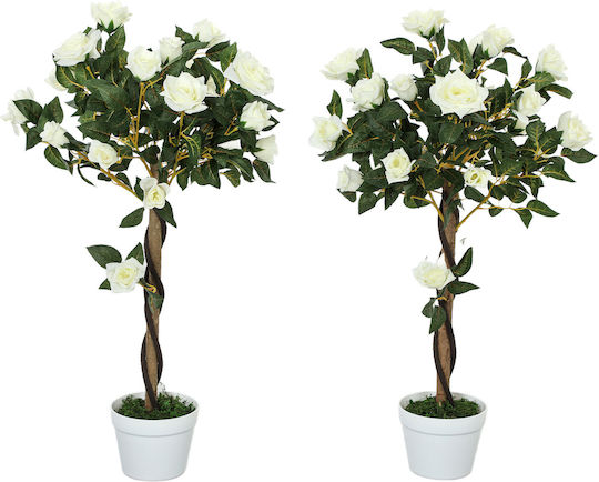 Outsunny Copac Artificial Plantă Artificială Ghiveci din Ciment Plantă Artificială