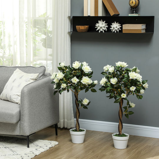 Outsunny Copac Artificial Plantă Artificială Ghiveci din Ciment Plantă Artificială