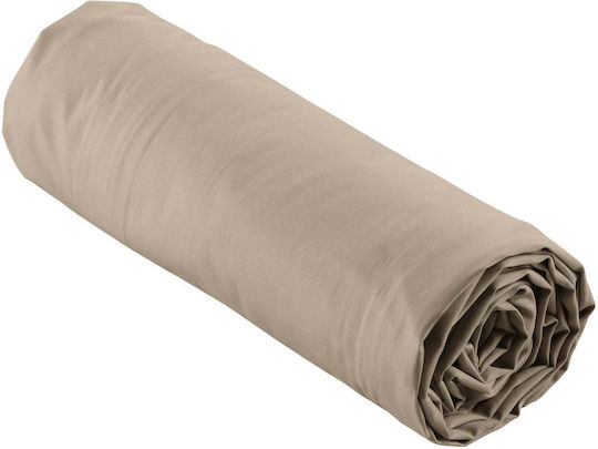 Douceur d'Intérieur Sheet Double with Elastic 140x190cm. Percaline Sand Color