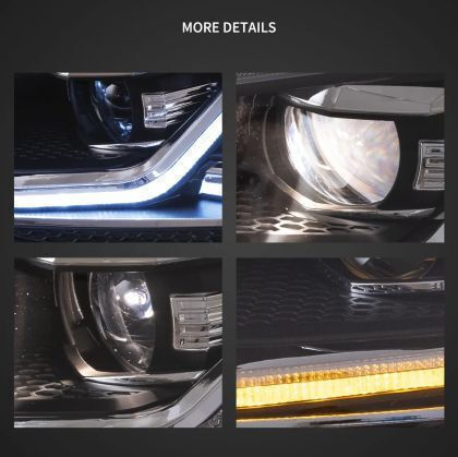Φανάρια Εμπρός Led Vw Golf 7 2014-2018 Silver Line Design Μαύρα Χωρίς Λάμπες D2s/h7 Σετ 2τμχ