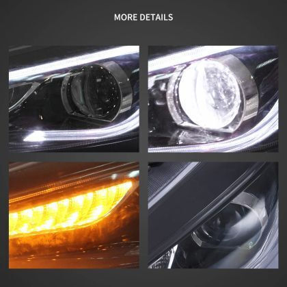 Φανάρια Εμπρός Led Ford Focus 2015-2018 Μαύρα Χωρίς Λάμπες D2s Σετ 2τμχ