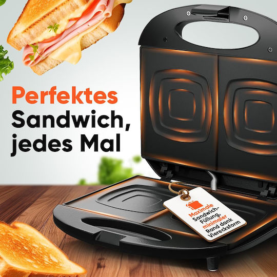 Clatronic Sandwich Maker for 2 Sandwiches 820W Black