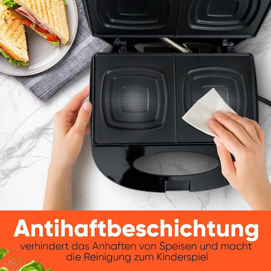Clatronic Sandwich Maker for 2 Sandwiches 820W Black