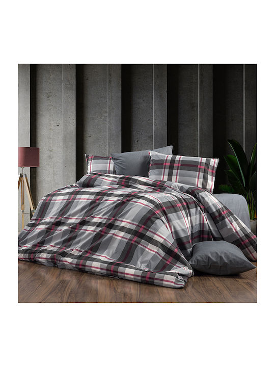 Dimcol Παπλωματοθήκη Υπέρδιπλη 220x240 Grey-bordeaux