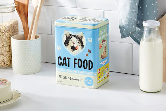 Nostalgic Art Animal Club Cat Food Κουτί Γενικής Χρήσης με Καπάκι Μεταλλικό Μπλε 10x14x20cm