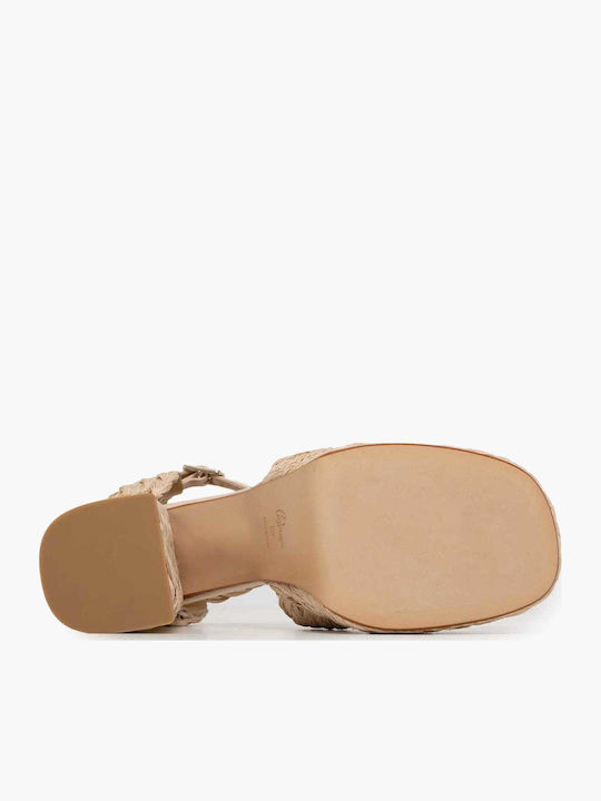 Damen Sandalen Leder Beige