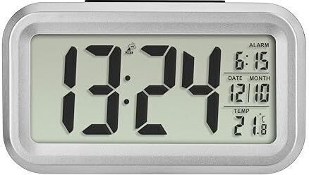 TFA Масов Дигитален Часовник LCD Пластмасов с Будилник Черен 60.2553.01