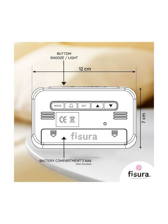 Fisura Tabletop Digital LED Clock with Alarm Clock White