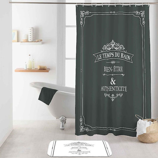 Vintage Κουρτίνα Μπάνιου Υφασμάτινη 180x200 cm Γκρι