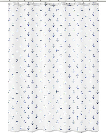 Kleine Wolke Anchor Shower Curtain Fabric 120x200cm White / Blue