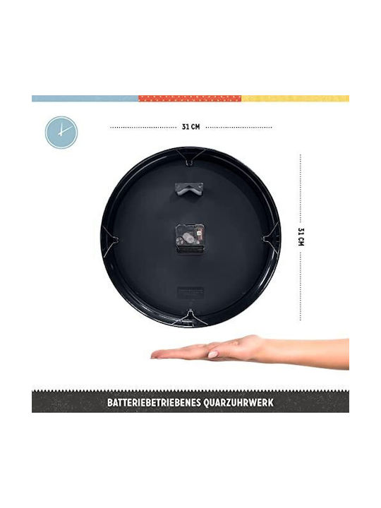 Nostalgic Art Antike Wanduhr Kunststoff Schwarz Ø31cm