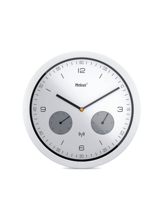 Mebus Radio Controlled Wall Clock Ceas de Perete Metalic Alb Ø26cm