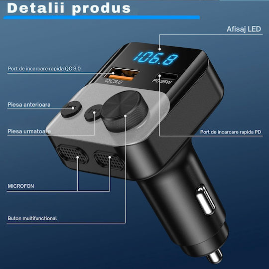 SGTT FM Transmitter Αυτοκινήτου με Bluetooth / USB