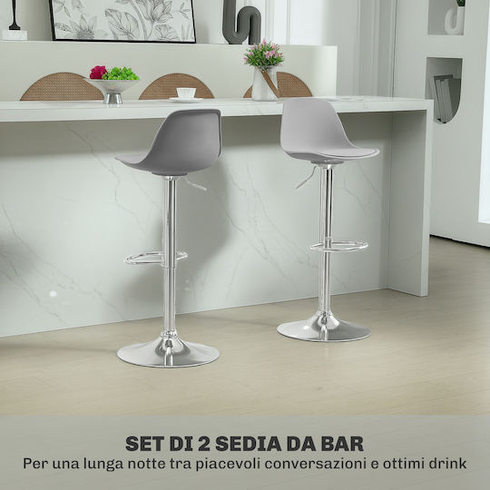 Bar Stool with Backrest and Adjustable Height Gray 42x38x82-104cm