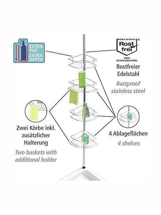 Wenko Dolcedo An der Wand montiert Badezimmerregal Inox mit 4 Regalböden 31x23x275cm Silber