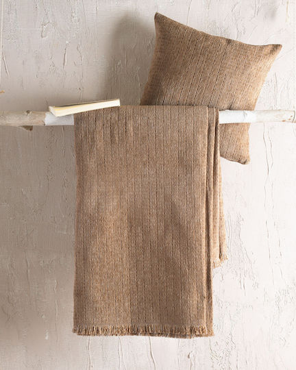 Rythmos Decorative Pillow Case Corvet From 100% Cotton Beige 40x40cm