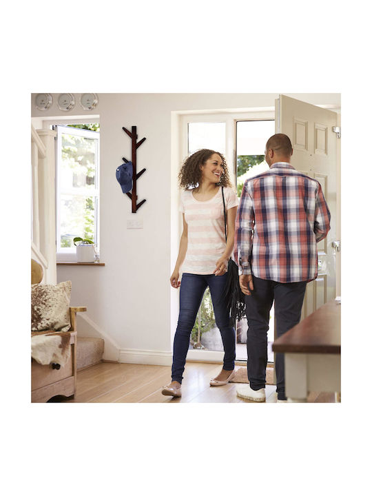 Relaxdays Стенна Закачалка 6 Места Кафява 78x7x22см
