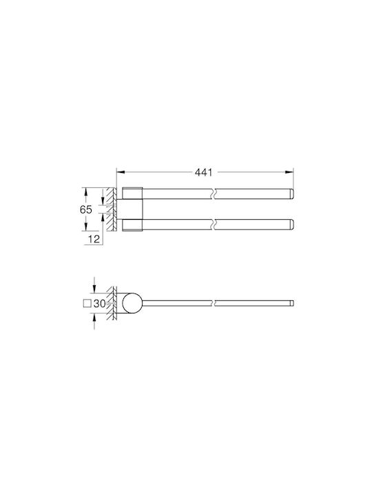 Grohe Selection Ράγα Μπάνιου Διπλή Επιτοίχια με Βίδες ​44x44cm Ασημί