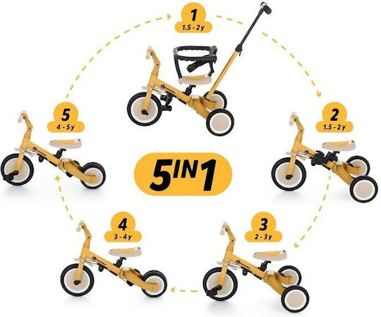 Petite & Mars Turbo Tricicletă Pentru Copii Cu Mâner Pentru Părinți 5 În 1 Pentru 1.5+ Ani Galben