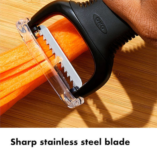 OXO Obst- & Gemüseschäler/Reiniger mit Klinge Julienne aus Edelstahl Black