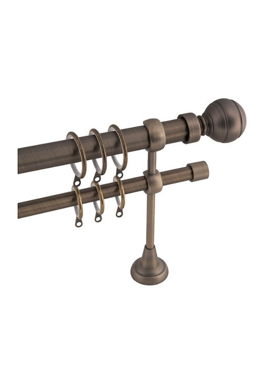 Frans Extendable Metallic Curtain Pole A3 Double with Rod Φ25mm 140-250cm Antique